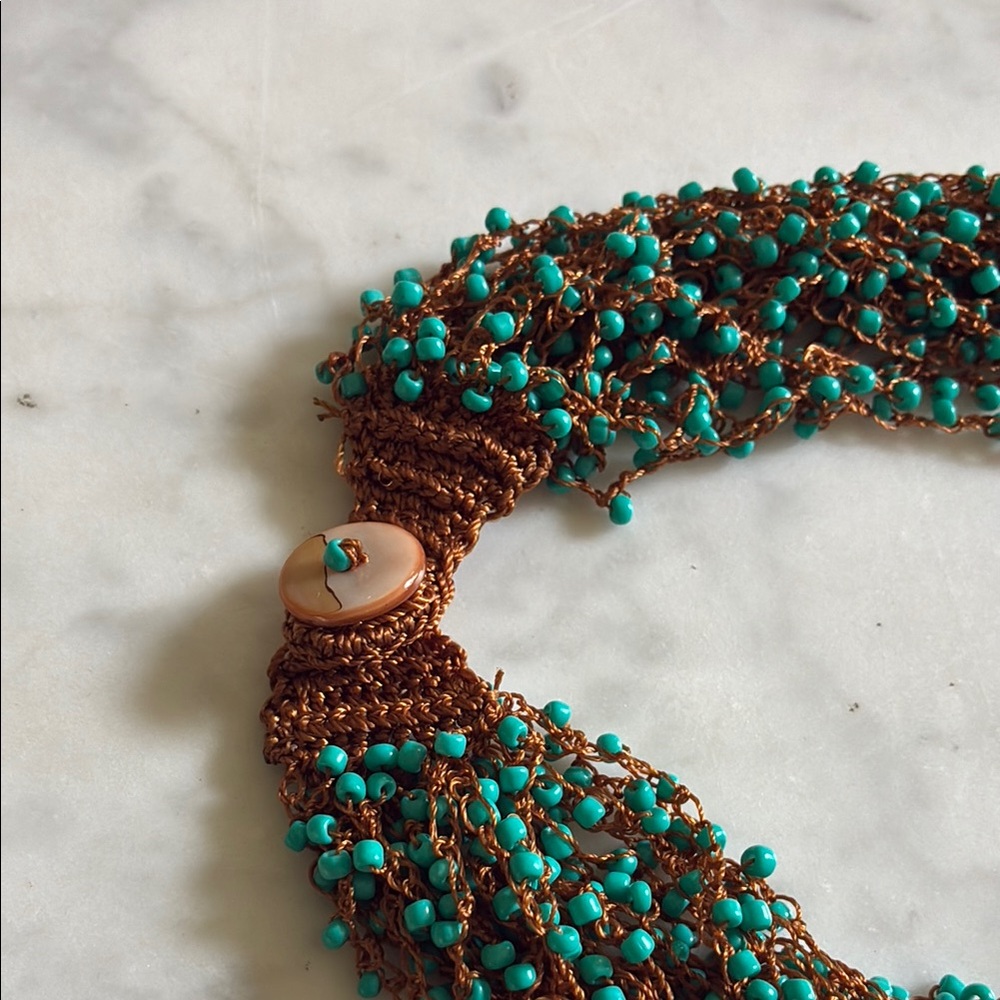 Turquoise and Brown Beaded Necklace - Picture 3 of 3